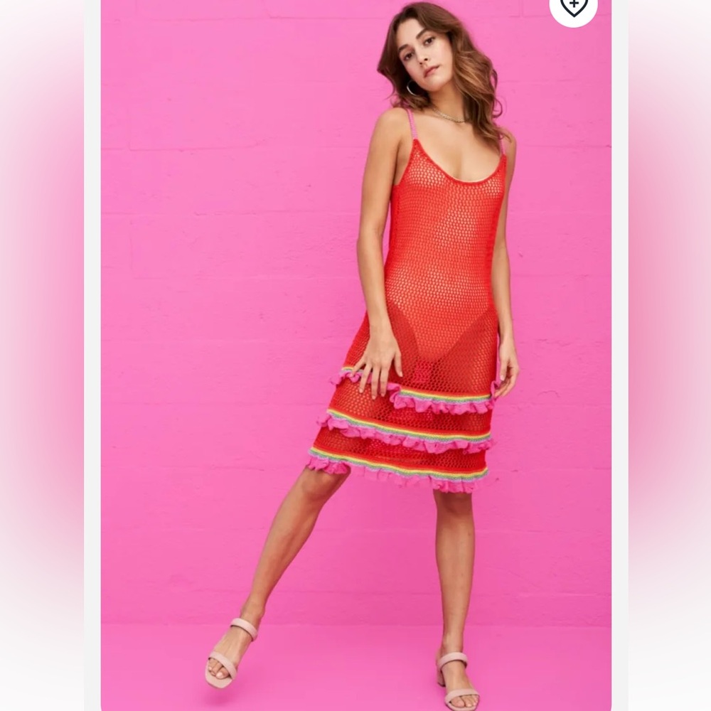 Pitusa crochet ruffle dress NWT